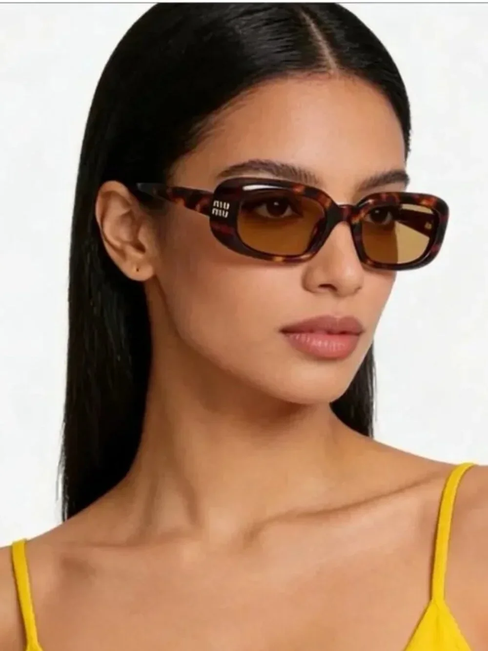 New Miu Miu SMU B13S 27L10Y Square Women Sunglasses MUB13S